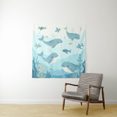 Unter dem Meeresgrund Wale und Fische Kinderzimmer Wandteppich (Beispiel)