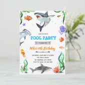 Unter dem Meereshai-Dusche Geburtstag Einladung (Stehend Vorderseite)