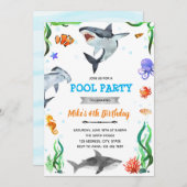 Unter dem Meereshai-Dusche Geburtstag Einladung (Vorne/Hinten)