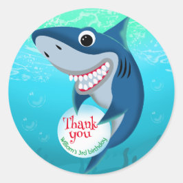 Unter dem Meereshai mit Blase Geburtstagspartei Runder Aufkleber
