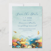 Unter dem Meereskorallenriff Aquarium Hochzeit Save The Date (Vorderseite)