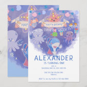 Unter dem Meeresleben Fintastische Geburtstagspart Einladung (Vorne/Hinten)