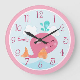 Unter dem Meeresleben Pink Whale Kinderuhr Große Wanduhr