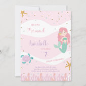 Unter dem Meeresmeer Party für Mädchen Einladung (Vorderseite)