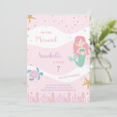 Unter dem Meeresmeer Party für Mädchen Einladung (Stehend Vorderseite)