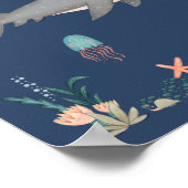 Unter dem Meeresmeer Tiere Hai Kinderzimmer Poster (Ecke)