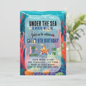 Unter dem Meeresmeer Tierjunge zum Geburtstag Einl Einladung (Stehend Vorderseite)