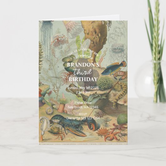 Unter dem Meeresmeer Tierschutzrückgabe zum Geburt Einladung (Vorderseite)