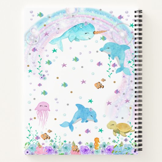 Unter dem MeeresNotebook - Dolphin, Narwhal Notizblock (Rückseite)