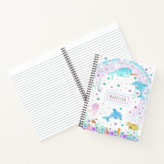 Unter dem MeeresNotebook - Dolphin, Narwhal Notizblock (Innenseite)