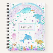 Unter dem MeeresNotebook - Dolphin, Narwhal Notizblock (Vorderseite)