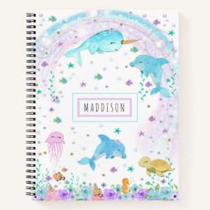 Unter dem MeeresNotebook - Dolphin, Narwhal Notizblock