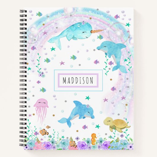 Unter dem MeeresNotebook - Dolphin, Narwhal Notizblock (Vorderseite)