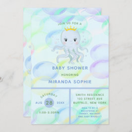 Unter dem Meeresprinzen Octopus Babydusche Einladung