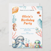 Unter dem Meeresschildkröten-Kindergeburtstag-Part Einladung (Vorderseite)