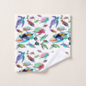 Unter dem Meeresschildkröten- und Fischbadetüchern Badhandtuch Set (Waschlappen)