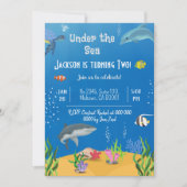 Unter dem Meeresschildkrötenhai 2. Geburtstag Einladung (Vorderseite)