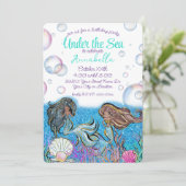 Unter dem Meeresspiegel der kleinen Meerjungfrau-P Einladung (Stehend Vorderseite)