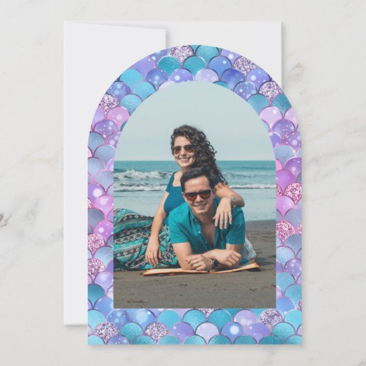 Unter dem Meeresspiegel Lila Brautparty der Meerju Einladung (Rückseite)