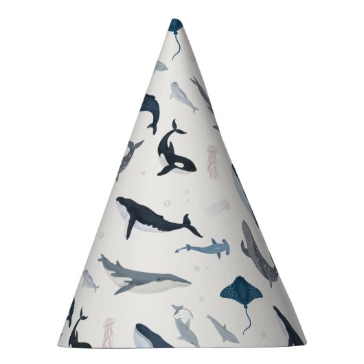 Unter dem Meeresspiegel Party Zubehör für Blauen W Partyhütchen (Rechts)