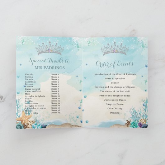 Unter dem Meeresstrand Quinceañera XV Veranstaltun Programm (Innenseite)