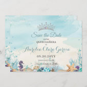 Unter dem Meeresstrand Quinceñera Save the Date (Vorne/Hinten)
