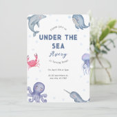 Unter dem Meeresthema Kindergeburtstag Party Einladung (Stehend Vorderseite)