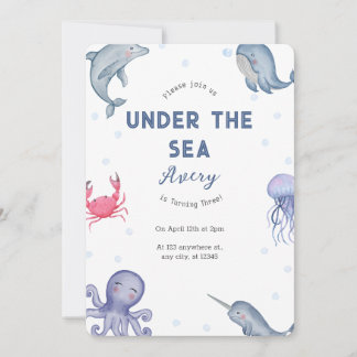 Unter dem Meeresthema Kindergeburtstag Party Einladung