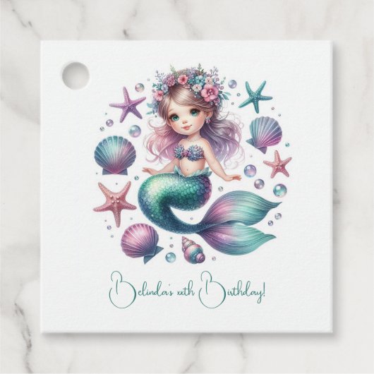 Unter dem Meeresthema Niedliche Meerjungfrau Gebur Geschenkanhänger (Vorderseite)