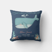 Unter dem Meereswal Birth Record Throw Kissen (Vorderseite)