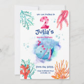 Unter dem Meereswal haben Meerestiere Geburtstag Einladung (Vorderseite)