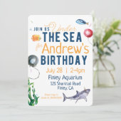 Unter dem Meereswasser Geburtstagseinladung Einladung (Stehend Vorderseite)