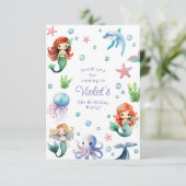 Unter dem Meereswasser Meerwassermädchen Geburtsta Dankeskarte (Stehend Vorderseite)
