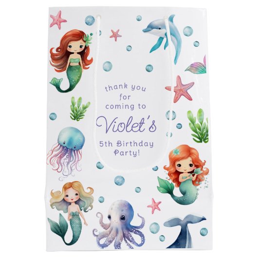 Unter dem Meereswasser Meerwassermädchen Geburtsta Mittlere Geschenktüte (Rückseite)