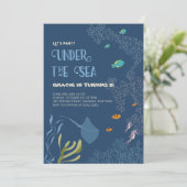 Unter dem Meereswasser-Ozean Geburtstagskarte Einladung (Stehend Vorderseite)