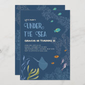 Unter dem Meereswasser-Ozean Geburtstagskarte Einladung (Vorne/Hinten)