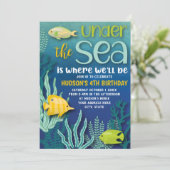 Unter dem Meereswasser-Ozean Geburtstagsparty Einladung (Stehend Vorderseite)