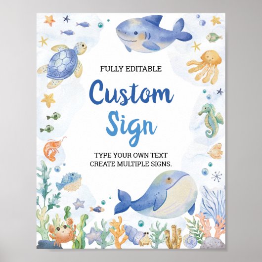 Unter dem Meereswasser-Party benutzerdefiniertes T Poster (Vorne)