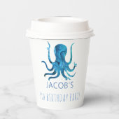 Unter dem Meereswasser Wasserfarbe Oktopus Nautik Pappbecher (Rückseite)