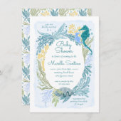 Unter dem Meereswellen Seepferd Baby Boy Einladung (Vorne/Hinten)