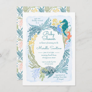 Unter dem Meereswellen Seepferd Twins Boy Girl Einladung