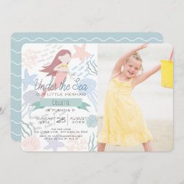 Unter dem Meerjungfrau Sea Green Foto Geburtstag Einladung