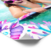 Unter dem Meerjungfrau Wasserfarbrahmen Foto Poster (Ecke)