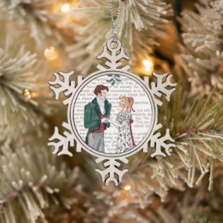 Unter dem Mistletoe - Jane Austen Schneeflocken Zinn-Ornament