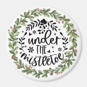 Unter dem Mistletoe Watercolor Kranz Magnet