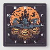Unter dem Mond leuchten Spuk Schrecken Quadratische Wanduhr (Vorderseite)