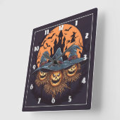 Unter dem Mond leuchten Spuk Schrecken Quadratische Wanduhr (Winkel)
