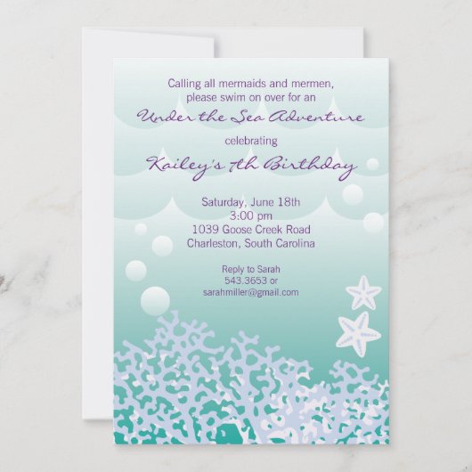 Unter dem Motto "Sea Birthday Party Invitation"(Aq Einladung (Vorderseite)