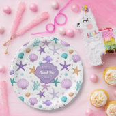 Unter dem Muster des Meereslebens danke ich Ihnen  Pappteller (Party)