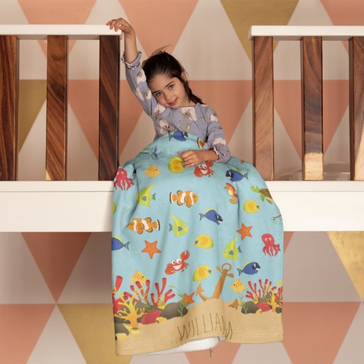 Unter dem Namen "Seefische und Anchor-Kid" Fleecedecke